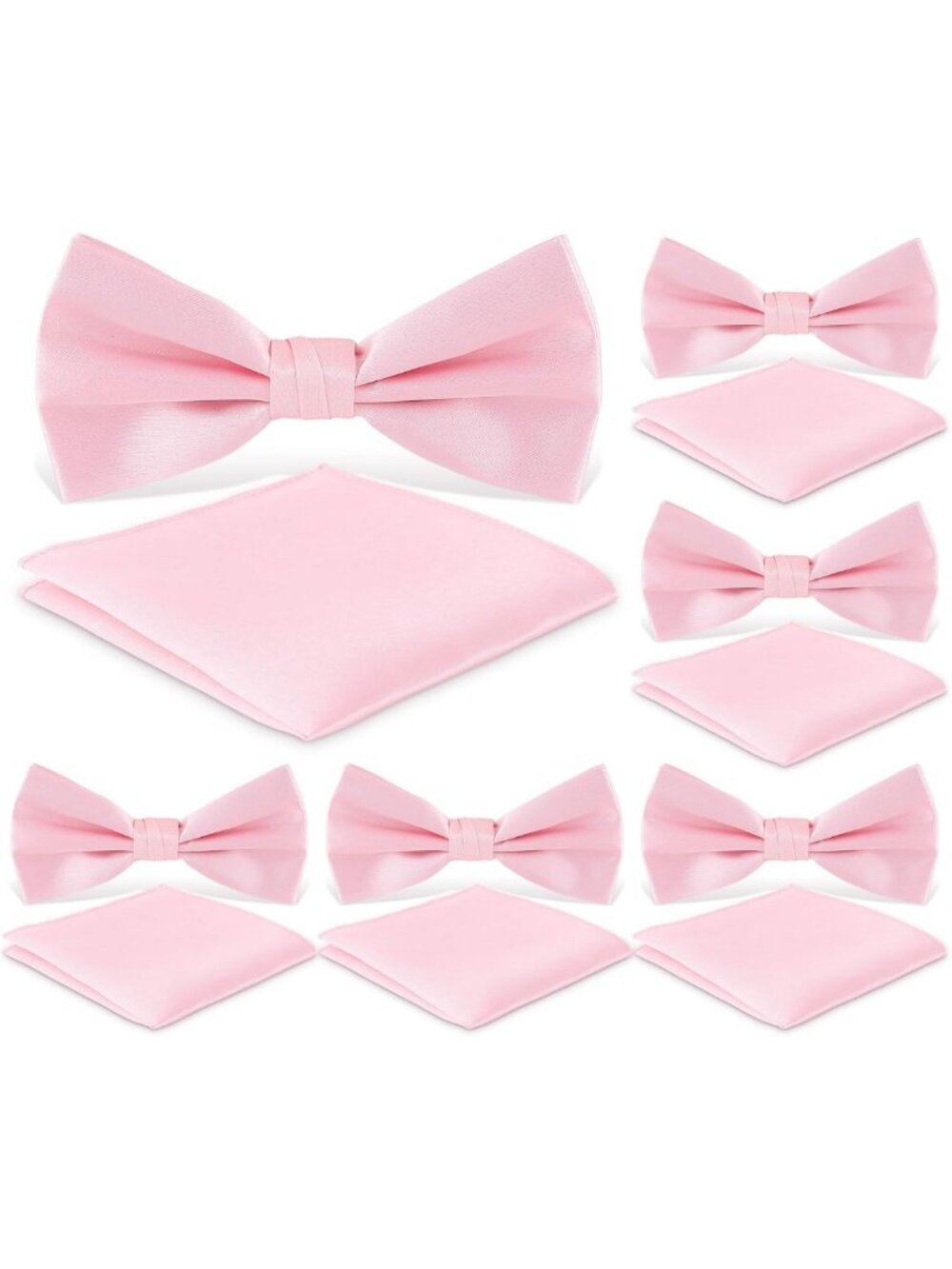 Elegant Pink Bow Tie & Pocket Square Set for Men - Pre-Tied, Gift Boxed, Wedding